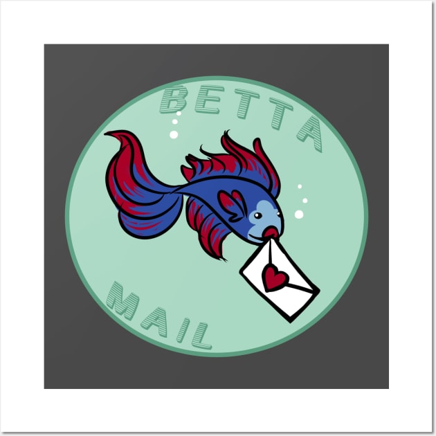 Betta Mail Kawaii Geek Nerd Humor Wall Art by rookeryking